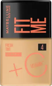 Maybelline – Base Liquida Maybelline NY Fit Me Fresh Tint Base Líquida, Proporciona Efeito Glow Natural, Controla a Oleosidade e Uniformiza a Pele com Vitamina C e FPS 50, Cor 04, 30ml
