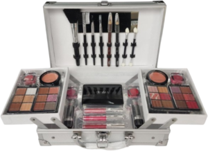 Maleta Prata com Kit de Maquiagem